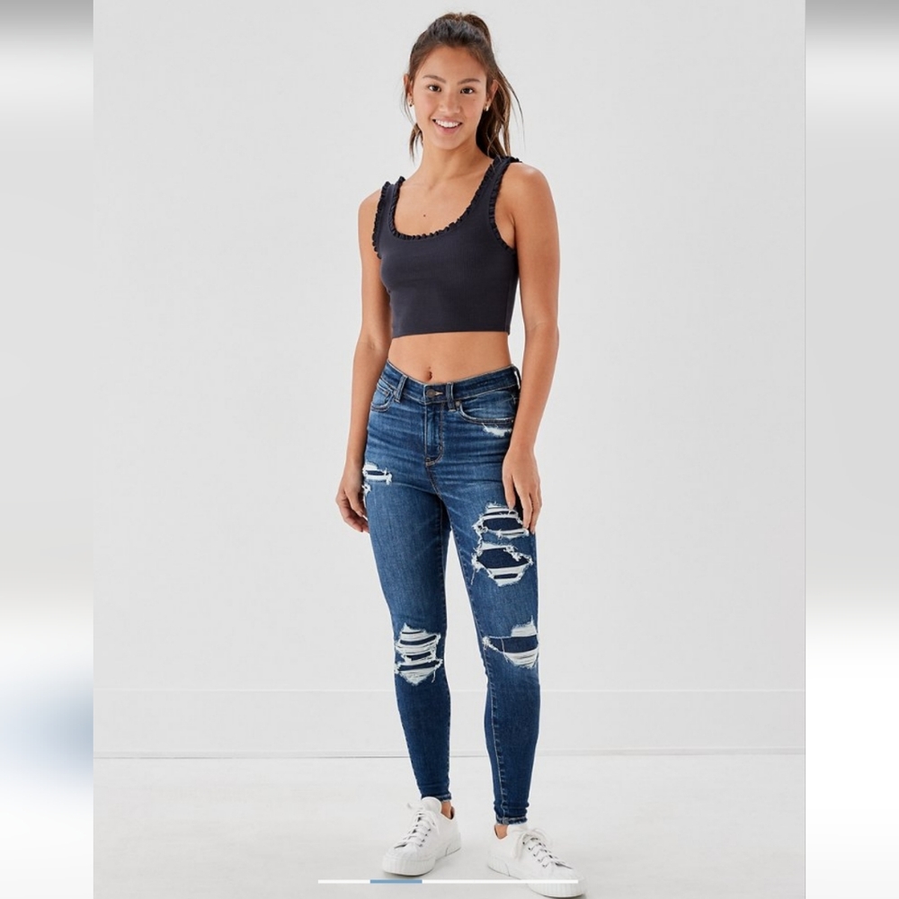 American Eagle distressed high-waisted jeans